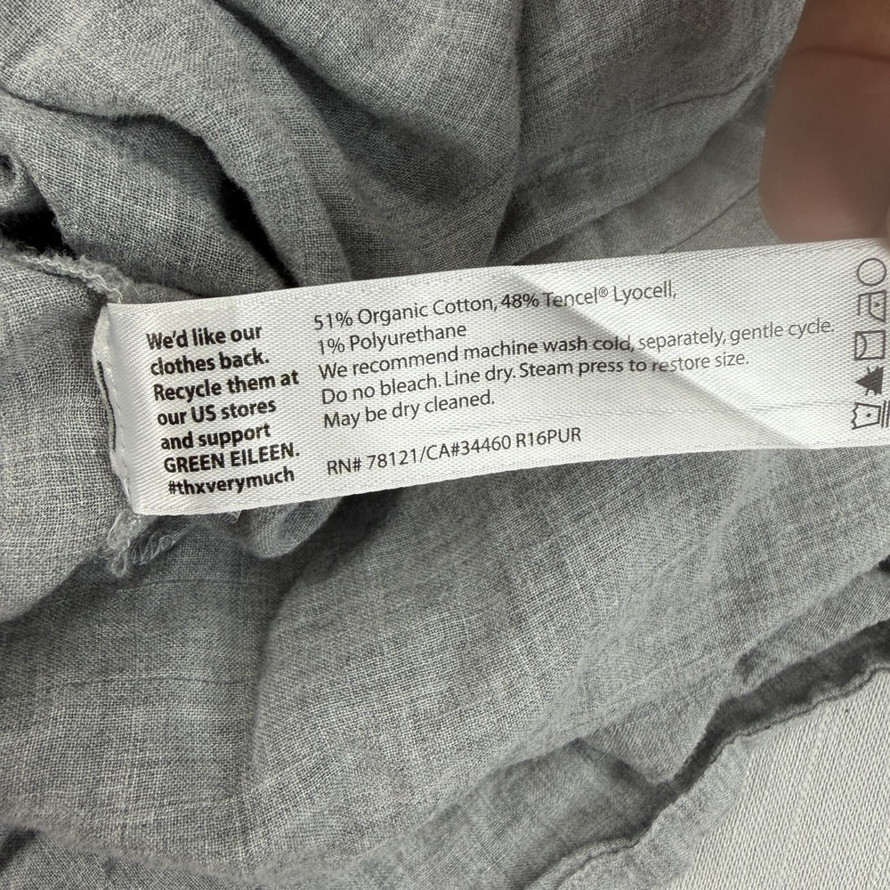 Eileen Fisher Organic Cotton Lyocell Shirt Dress Gray Large Front Tunic - Picture 8 of 11